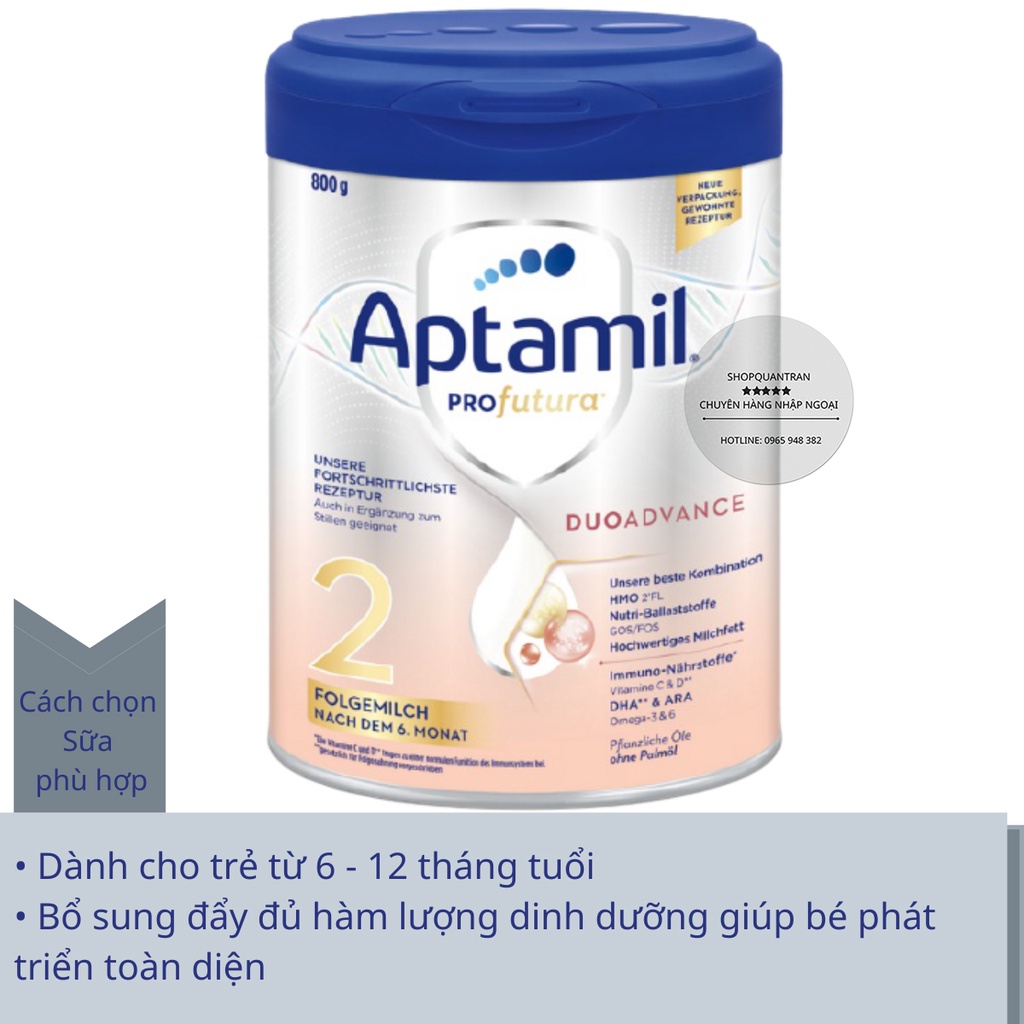 Sữa Aptamil Đức Bạc Pre,1,2 (Date 2023 Mẫu Mới) 800G Chính Hãng Giá Tốt