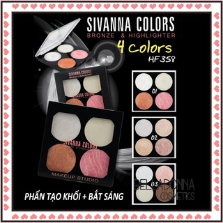 Set Phấn Tạo Khối + Bắt Sáng 4 ô SIVANNA COLORS Bronze & Highlighter