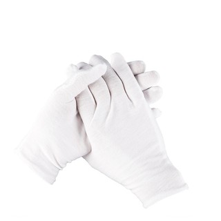 Đôi bao tay vải màu trắng dùng để kiểm tra đồ trang sức