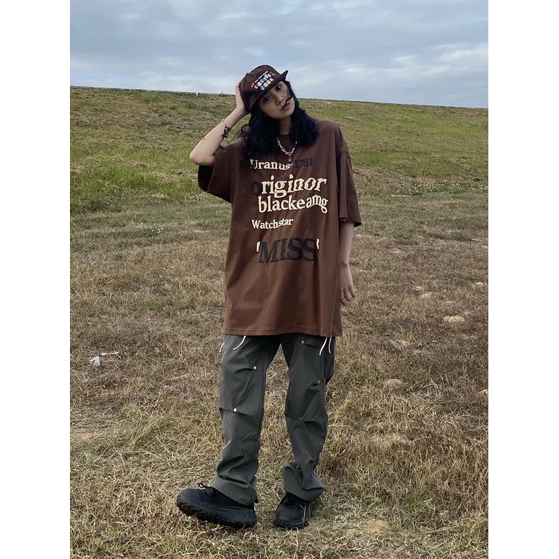 AMOI Áo Thun Ngắn Tay Dáng Rộng Phong Cách Retro Thời Trang Cho Nữ 2022