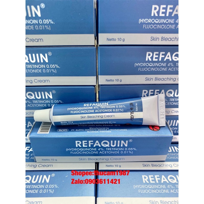 kem Refaquin Hydroquinone 4% Tretinoin 0,05 % trắng da loại bỏ mụn ,nám, đốm đen ,tàn nhang .