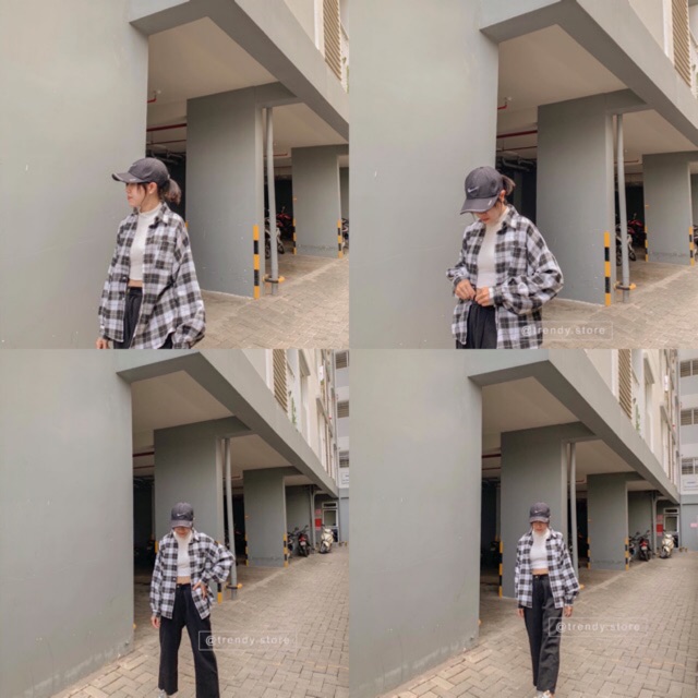 SƠMI KẺ CARO TAY PHỒNG FORM OVERSIZE