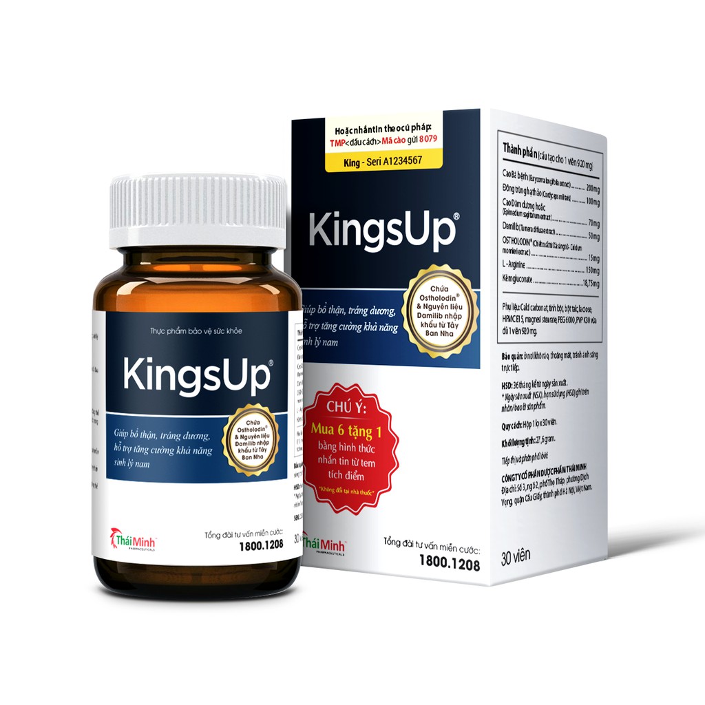 KINGSUP – HỖ TRỢ BỔ THẬN, TRÁNG DƯƠNG, NGĂN NGỪA XUẤT TINH SỚM (LỌ 30 VIÊN)