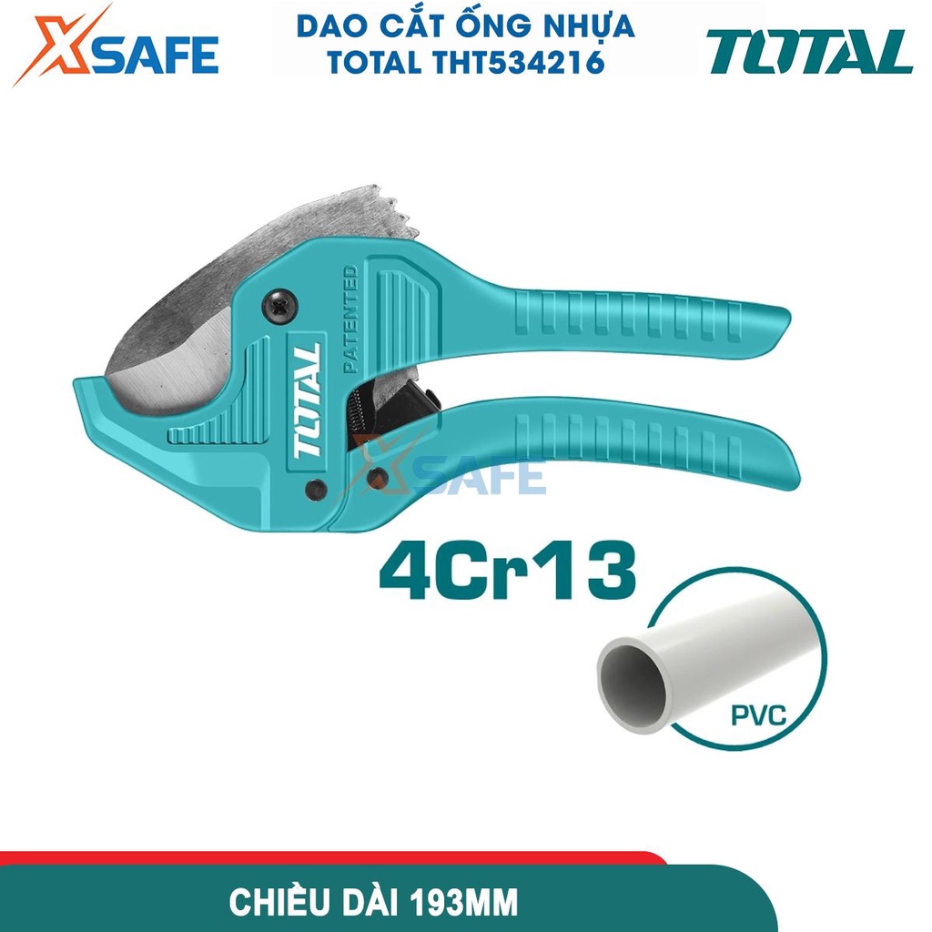 Dao cắt ống nhựa PVC 193mm TOTAL THT534216, kéo cắt ống pvc chiều dài 193mm, Đường kính cắt 3-42mm, thiết kế nhỏ gọn