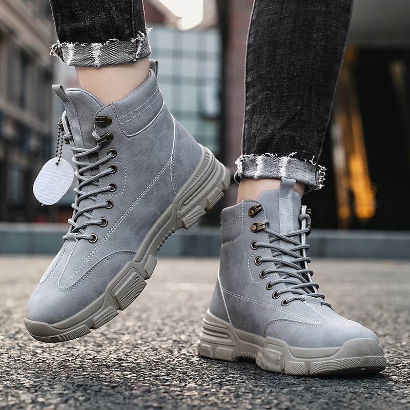 Giày bốt martin bằng da cổ cao thời trang size 39-44 cho nam