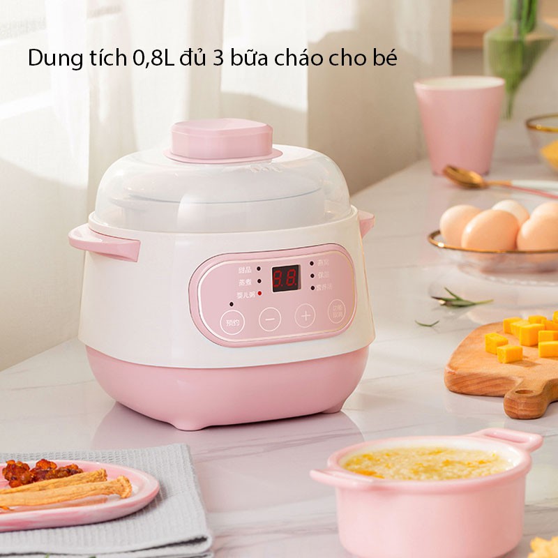 Nồi nồi nấu cháo chậm ninh hầm cách thủy dung tích 1 lít Nồi hầm đa năng siêu tiện lợi BH 6 tháng