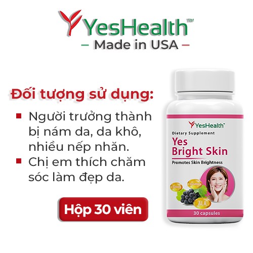 [TPCN Nhập Khẩu] Viên Uống Hỗ Trợ Làm Sáng Da Đẹp Da Yes Bright Skin - Hộp 30 Viên Nang