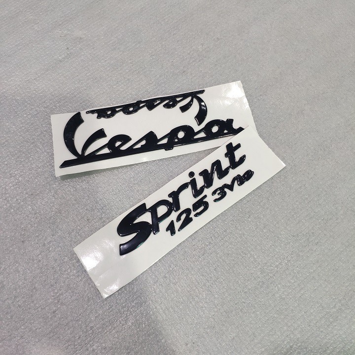Tem nổi, Decal chữ Vespa Sprint 125 3v ie dán xe như mới - B2906