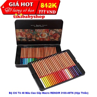 Bộ chì tô 48 màu cao cấp renoir 3100- hộp thiếc 48 màu - tặng kèm sách tô màu 50k