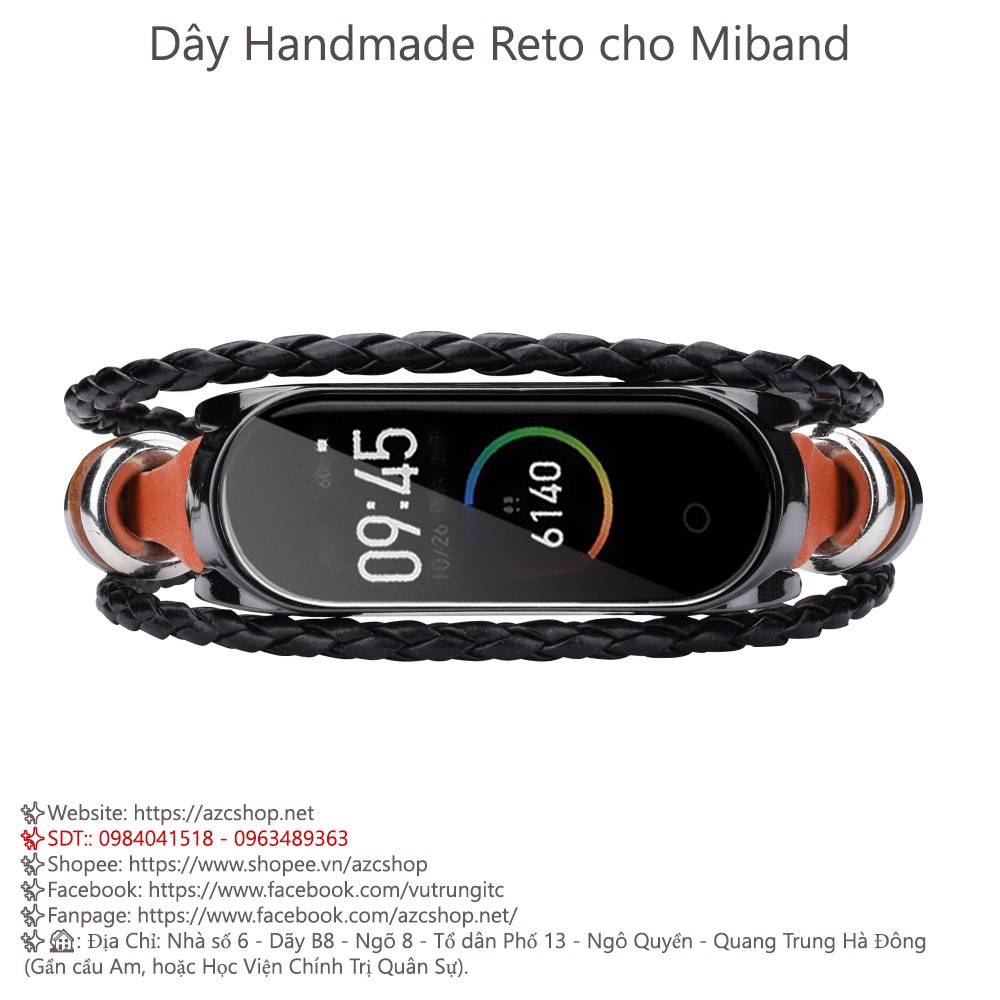 Dây Miband 5 Handmade Reto Style