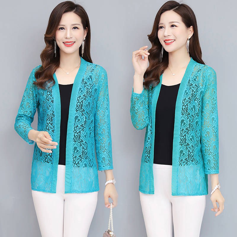 Áo khoác ren mỏng dáng dài size lớn cho nữ thời trang mới