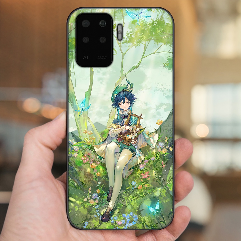 Ốp lưng Oppo A94 viền đen in hình Venti Genshin Impact