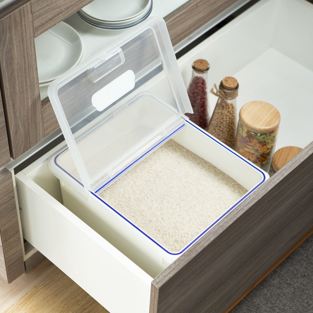 Thùng Nhựa Đựng Gạo INOCHI SENDAI 12kg Đa Năng Kèm Cốc Đong Chia Vạch - Hộp Đựng Gạo, Thực Phẩm Cao Cấp