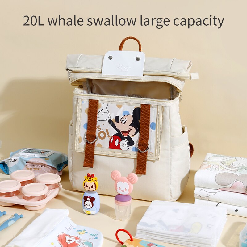 Túi ba lô đựng tã em bé cỡ lớn chống thấm nước họa tiết hoạt hình Disney