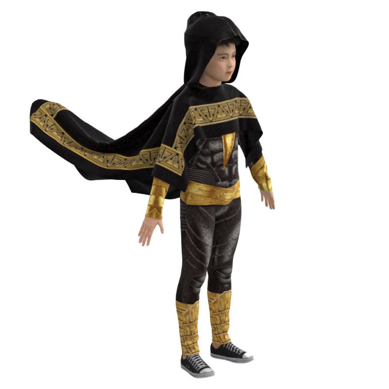 Anime Black Adam Cosplay Adult Child Jumpsuit Cloak Halloween Costumes Men Kid Bodysuit Hooded Cape Halloween Set
