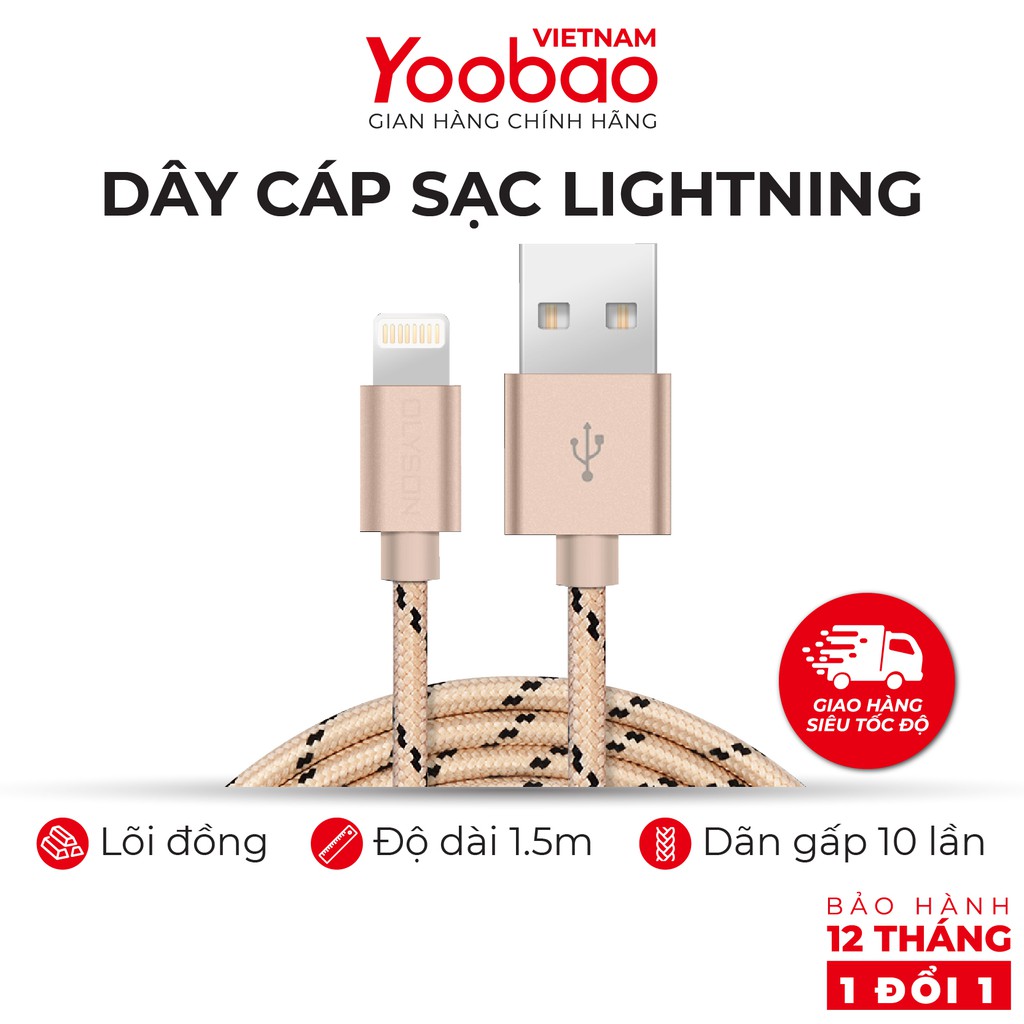 Cáp lightning Yoobao YB-422 Bọc dù - Dài 1.5M cực bền chắc