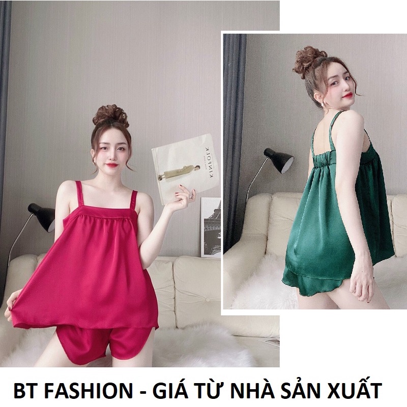 Đồ Bộ Nữ Mặc Nhà Gợi Cảm Vải Lụa Mềm Mát (2 Dây Nhúng Lưng)- BT Fashion (Hình + Video Thật) DN01