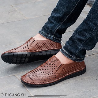 GIÀY NAM DA BÒ ĐỤC LỖ THOÁNG KHÍ ĐI ÔM CHÂN CỰC ĐẸP