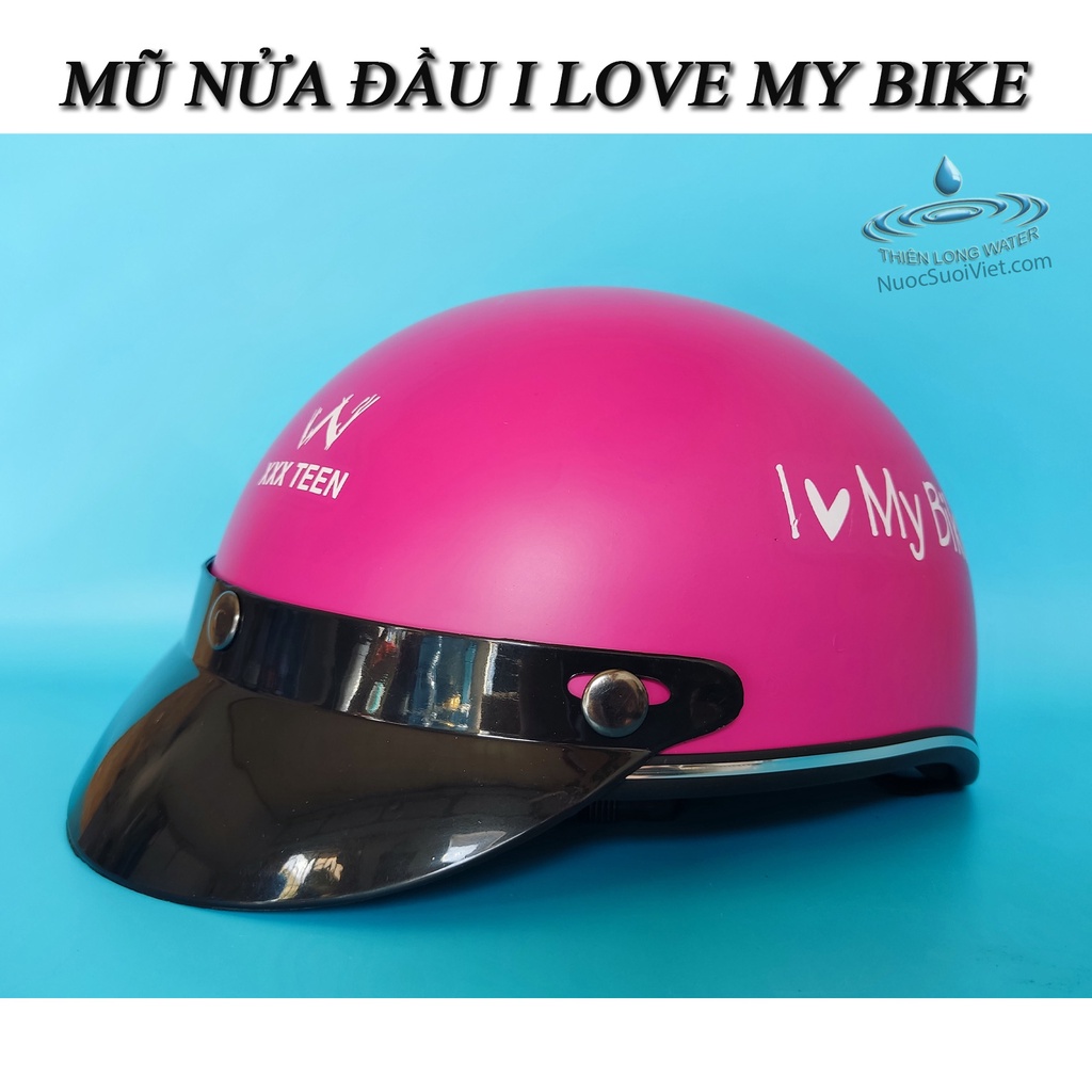 Nón Bảo Hiểm Nửa Đầu Thái Tem I Love My Bike Dễ Thương - Mũ Bảo Hiểm Thời Trang