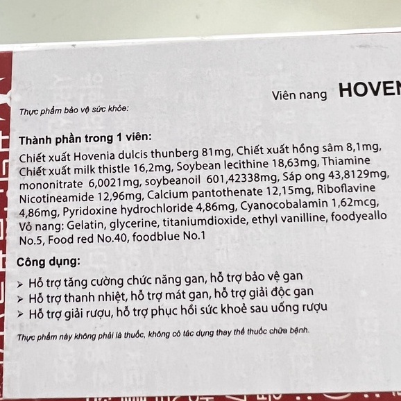 Viên uống giải độc gan mát gan Hovenia plus tăng cường bảo vệ chức năng gan.suckhoechomoinha
