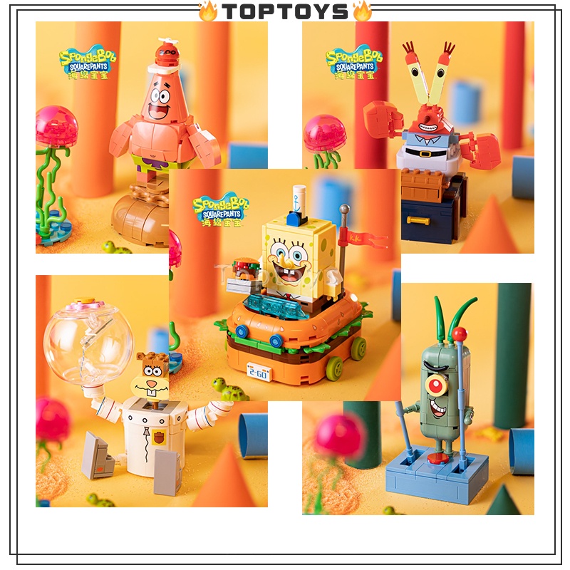 Gạch LEGO Chân dung gia đình SpongeBob 1100+Chi tiết xe khối xây dựng Mô Hình Lắp Ráp đồ chơi lắp ráp bộ lắp ráp xe hơi block puzzle xếp hình đồ chơi trẻ em Quà tặng 222