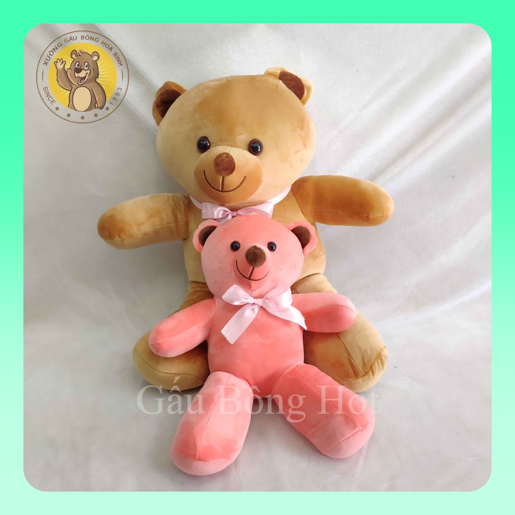 Gấu Bông Thú Bông Đeo Nơ Siêu Mềm Êm Mịn, Gấu Bông Nơ Hàng Đẹp Size Nhỏ 35cm
