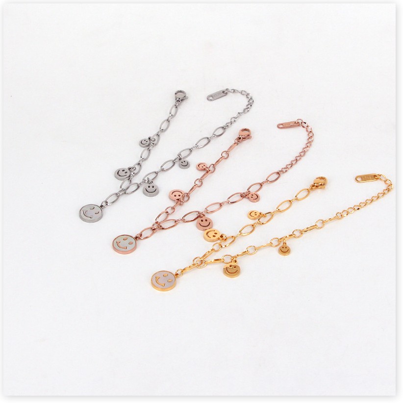 Vòng tay lắc tay nữ titan mặt cười H14-401 - CAM KẾT KHÔNG GỈ, KHÔNG BAY MÀU - BẢO HÀNH 12 THÁNG