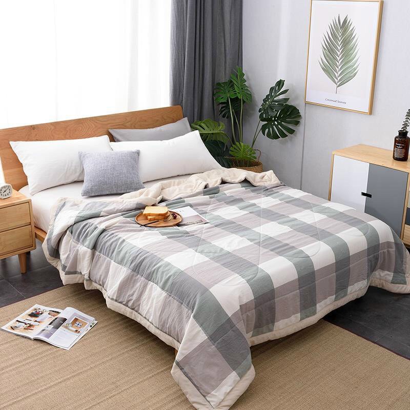 Chăn Đũi kẻ M2T bedding Chăn hè nhập khẩu mềm mịn mát kích thước 2m x 2m2