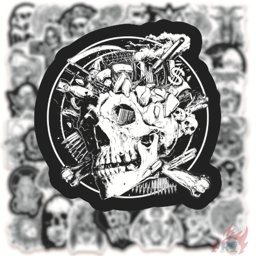 ❉ Miếng Dán Trang Trí Họa Tiết Màu Trắng Đen Phong Cách Gothic Cổ Điển Series 03 ❉ Bộ 50 Sticker Chống Thấm Nước Họa Tiết Doodle Hợp Thời Trang