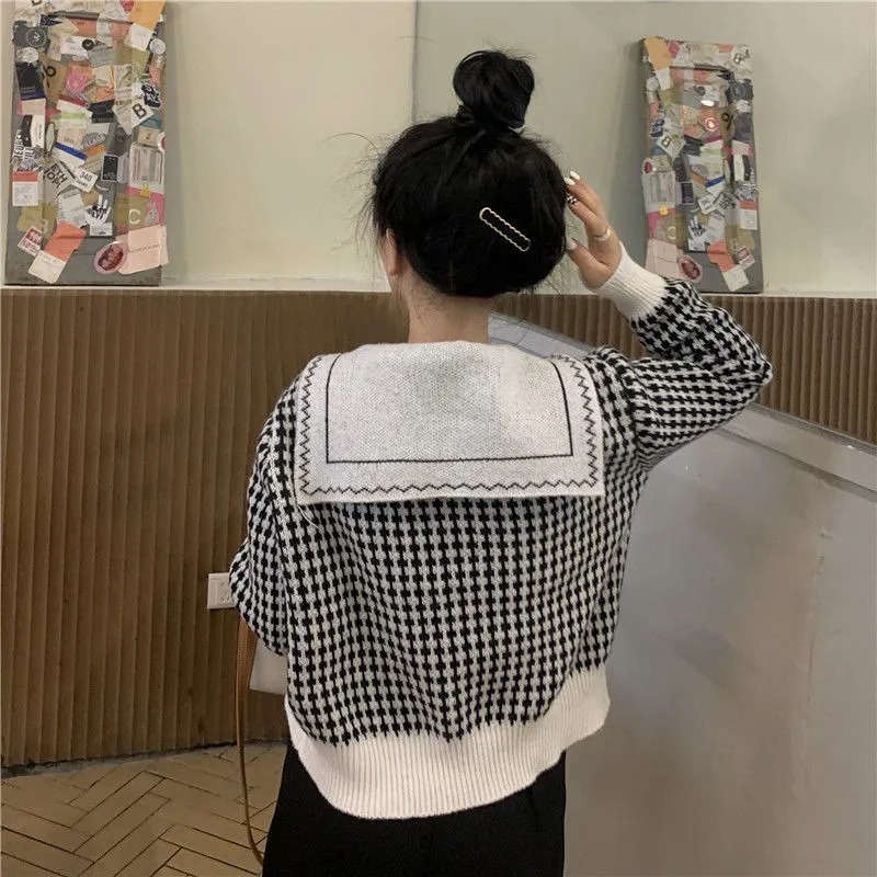 SUXI Áo Khoác Cardigan Dệt Kim Dáng Rộng Cổ Búp Bê Thời Trang Mùa Thu Cho Nữ
