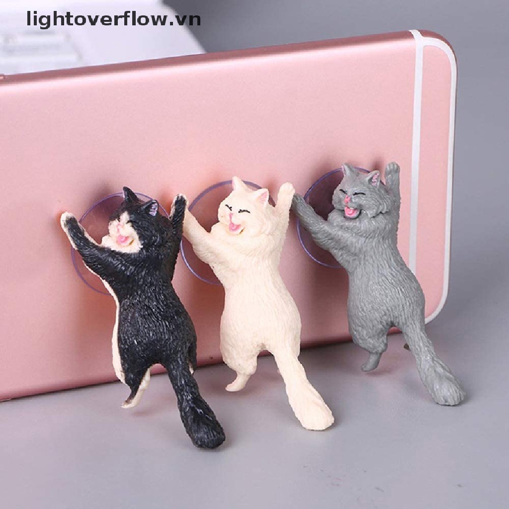 [lightoverflow] Giá Đỡ Điện Thoại Máy Tính Bảng Hình Mèo Dễ Thương Có Giác Hút Để Bàn Làm Quà Tặng