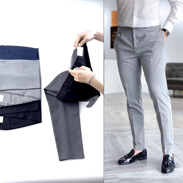 Quần âu nam, Quần tây nam đen công sở ống côn dáng slimfit Hàn Quốc vải cotton co giãn cao cấp HAMINO QACT | BigBuy360 - bigbuy360.vn