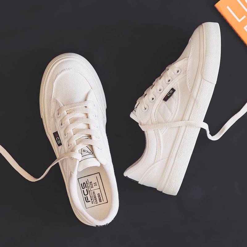 Giày Thể Thao Vải Canvas Mỏng Thoáng Khí Màu Trắng Thời Trang Xuân Thu Mới Phong Cách Nhật Bản Cho Bạn Gái S 2021