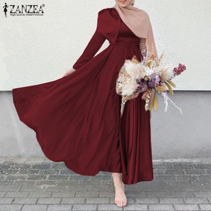Đầm dài Zanzea cổ tròn có khóa kéo thời trang cho nữ