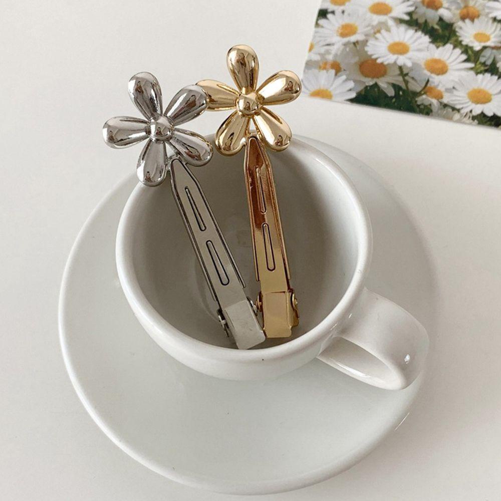 Kẹp Tóc Mỏ Vịt Bằng Kim Loại Hình Hoa WMES15H Phong Cách Hàn Quốc