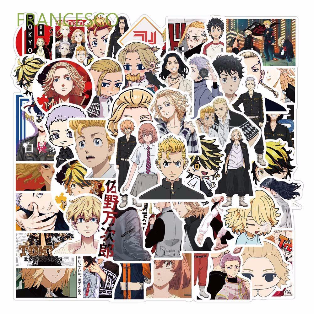 Bộ 50 Miếng Dán Pvc Họa Tiết Hoạt Hình Tokyo Revengers Trang Trí Vali / Đàn Ghi Ta