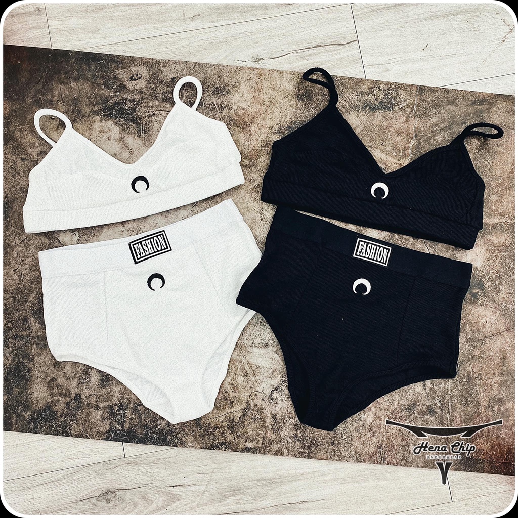 Bộ Đồ Lót Mặt Trăng Thể Thao Cạp Cao Set Bikini Cá Tính