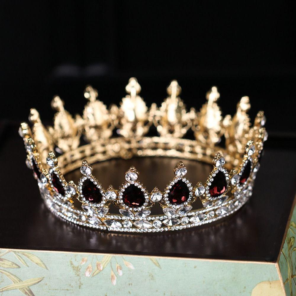 QQMALL Vương Miện Hợp Kim Đính Đá Đen Sang Trọng Cho Cô Dâu