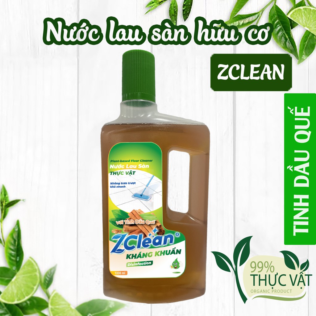 Nước lau sàn hữu cơ kháng khuẩn, đuổi côn trùng, an toàn cho bé ZCLEAN 1000ml