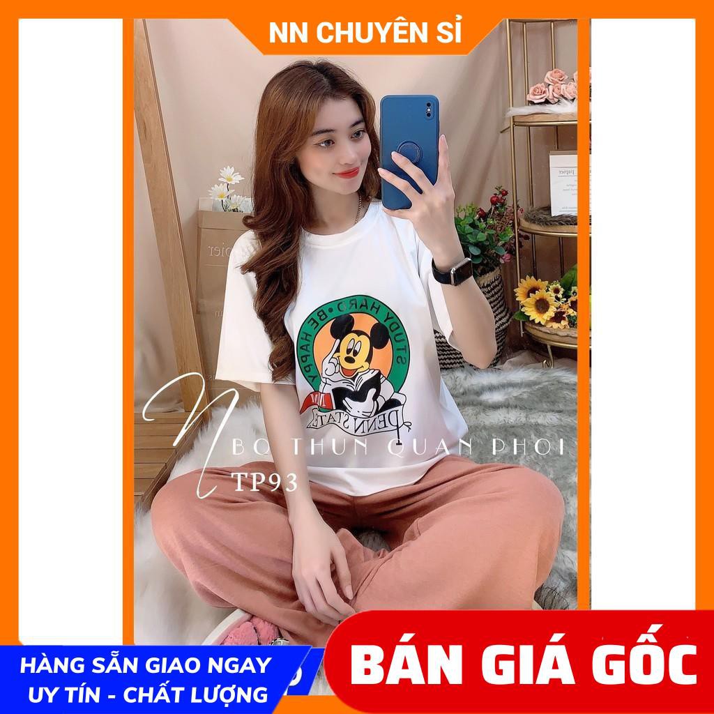 ĐỒ BỘ THUN HOẠT HÌNH QUẦN PHỐI TP90 ⚡ẢNH THẬT⚡ ĐỒ BỘ THUN QUẦN DÀI ⚡ ĐỒ BỘ NỮ ⚡ ĐỒ BỘ MẶC NHÀ