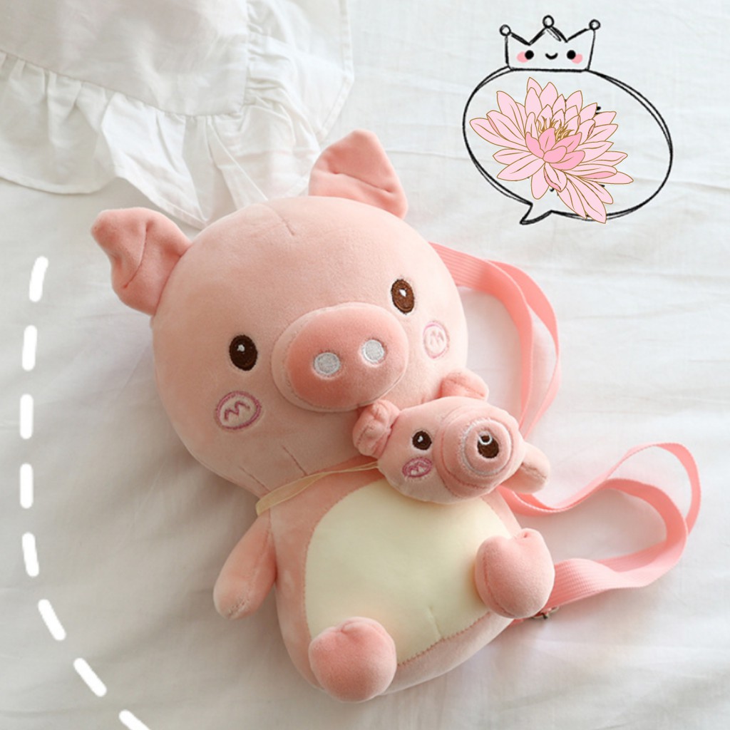 Túi Xách Nữ đáng yêu hình heo hồng đeo máy ảnh bông mềm