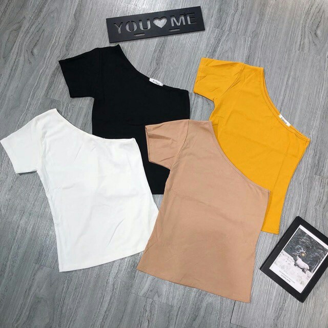 ÁO THUN LỆCH VAI, TRỄ VAI, KHOÉT VAI PHONG CÁCH Freesize 1 kích cỡ 40-56 KG