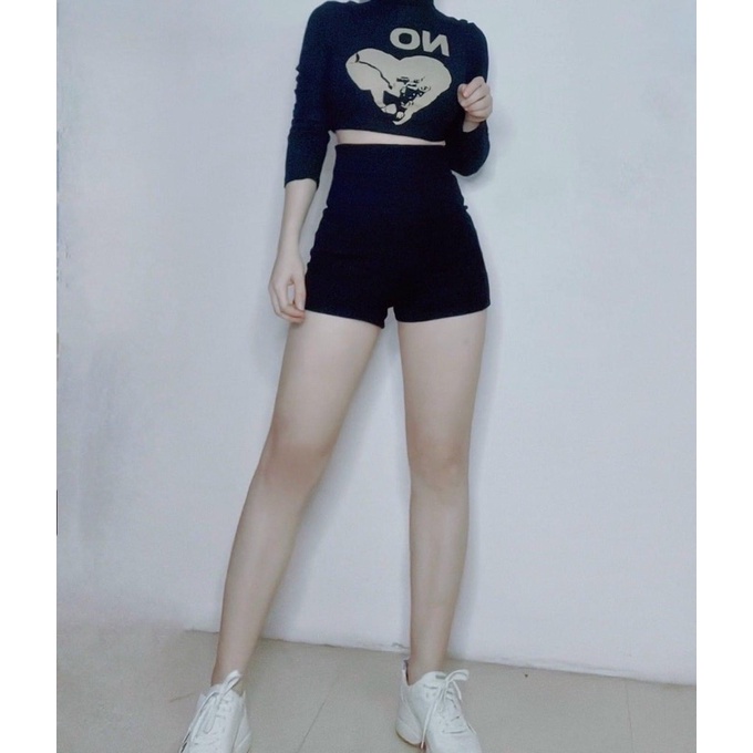 Quần short CHIPXINHXK cạp cao chất Umi co giãn tốt