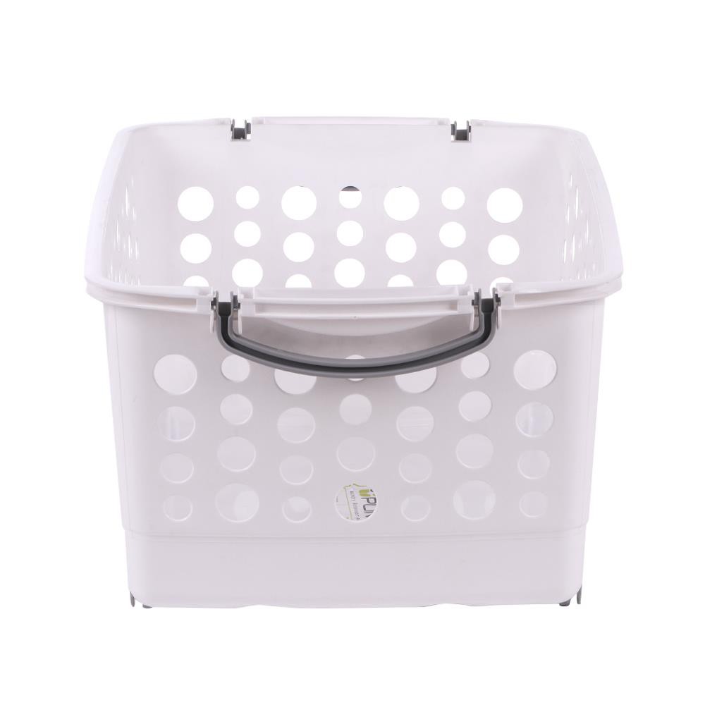 HomeBase PLIM Giỏ đựng quần áo dơ bằng nhựa có bánh xe Thái Lan W61xD43.5xH29.5 Cm trắng