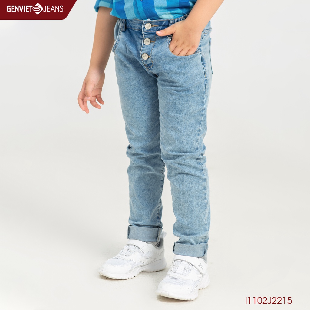 [Mã FATOP12 giảm 30K đơn 150K] Quần Jeans Dài Kid Thời Trang Bé Trai Genviet Phong Cách Hàn Quốc I1102J2215