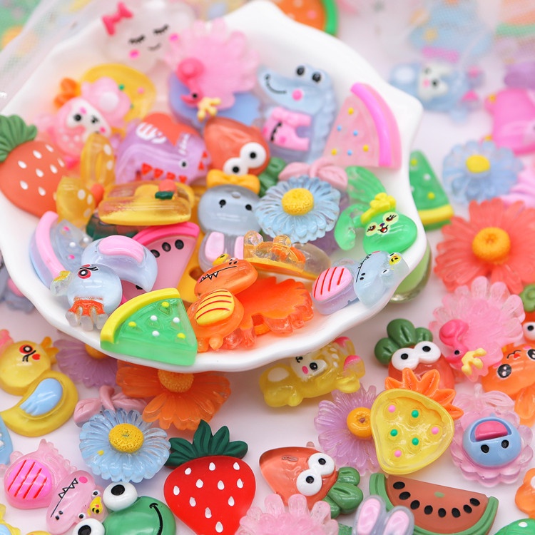 Set 10 phụ kiện trang trí điện thoại hình bánh kem/trái cây Mini dễ thương