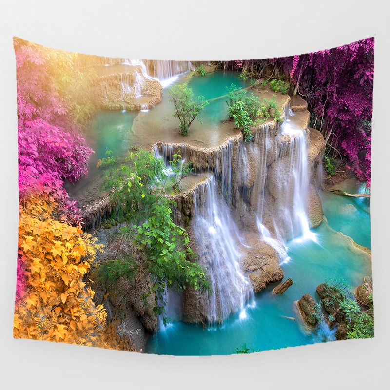 Thảm Treo Tường Trang Trí Nội Thất 150cm X 130cm In Hình Thác Nước Độc Đáo