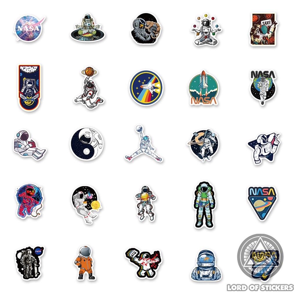Set 50 Hình Dán Sticker NASA Chủ Đề Không Gian Vũ Trụ Cute Chống Thấm Nước Trang Trí Mũ Bảo Hiểm, Laptop, Ván Trượt, Sổ