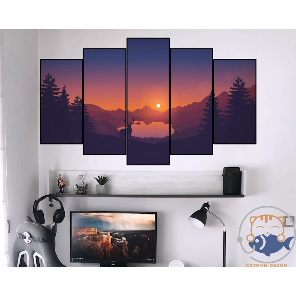 Tranh dán tường chủ đề Phong Cảnh - Landscape - Fantasy Art - Digital Art - Room decor - bộ 4