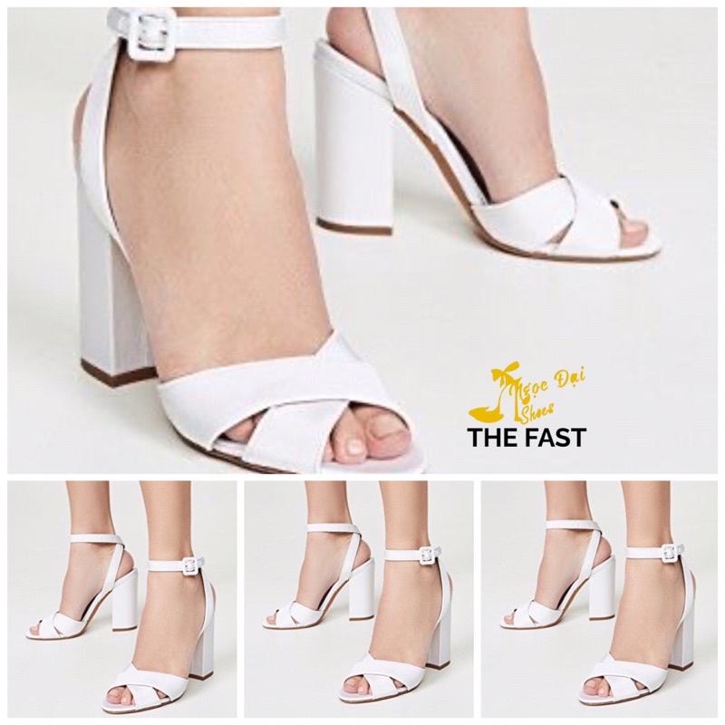 Giày xăng đan cao gót thô ha dây chéo thời trang mới NĐ49